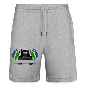 Flevoland_Tractor_Custom_Edition - Stanley/Stella Trainer Unisex Organic Jogging Shorts - heather grey - Front - Nik (191cm) & Marisol (170cm)