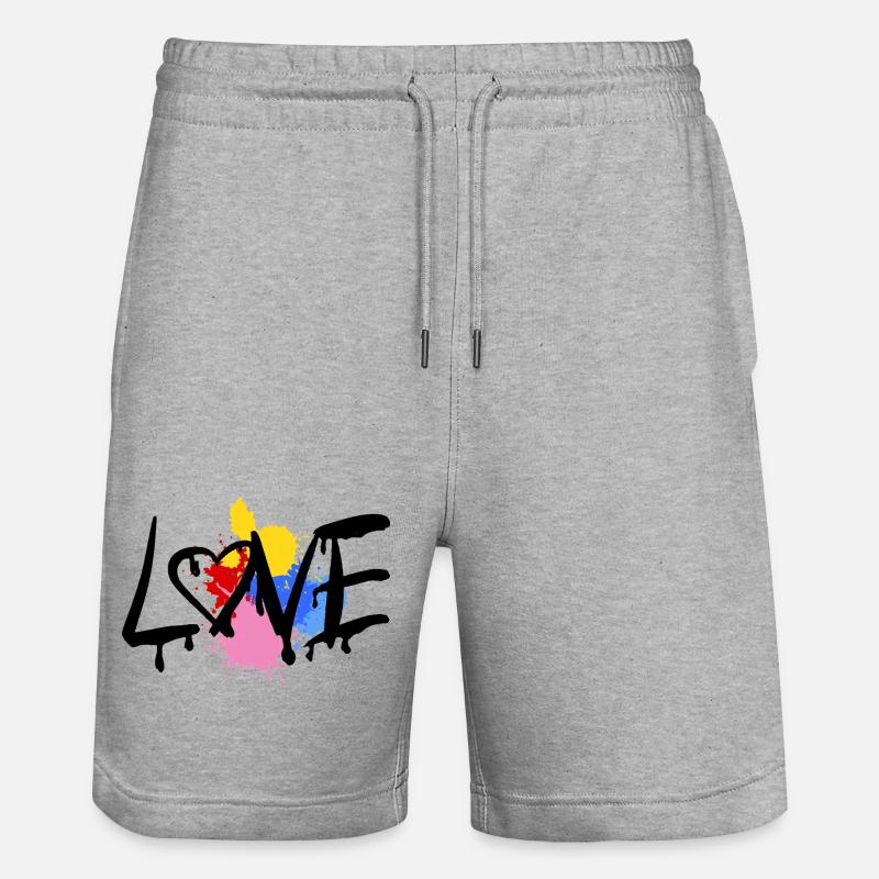 Love - Stanley/Stella Unisex Bio Joggingshorts Trainer  - Grau meliert