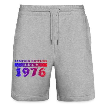 50e anniversaire Édition limitée 07/1976 - Short de jogging bio TRAINER Stanley/Stella unisexe - gris chiné - Devant - Nik (191cm) & Marisol (170cm)
