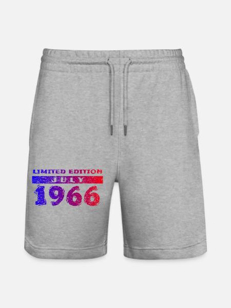 60th Birthday Limited Edition 07/1966 - Stanley/Stella Trainer Unisex Organic Jogging Shorts - heather grey