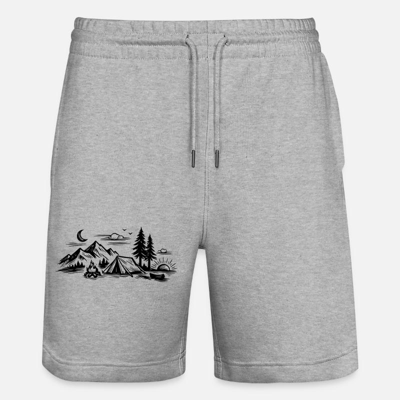 Camping Tent - Stanley/Stella Trainer Unisex Organic Jogging Shorts - heather grey