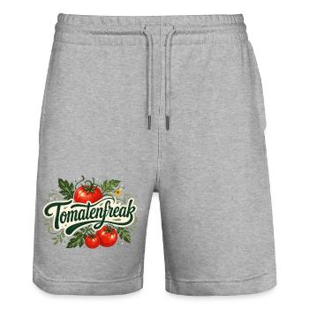 Tomatenfreak - Stanley/Stella Unisex Bio Joggingshorts Trainer  - Grau meliert - Vorne - Nik (191cm) & Marisol (170cm)