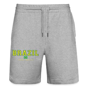 Brazil - Stanley/Stella Trainer Unisex Organic Jogging Shorts - heather grey - Front - Nik (191cm) & Marisol (170cm)