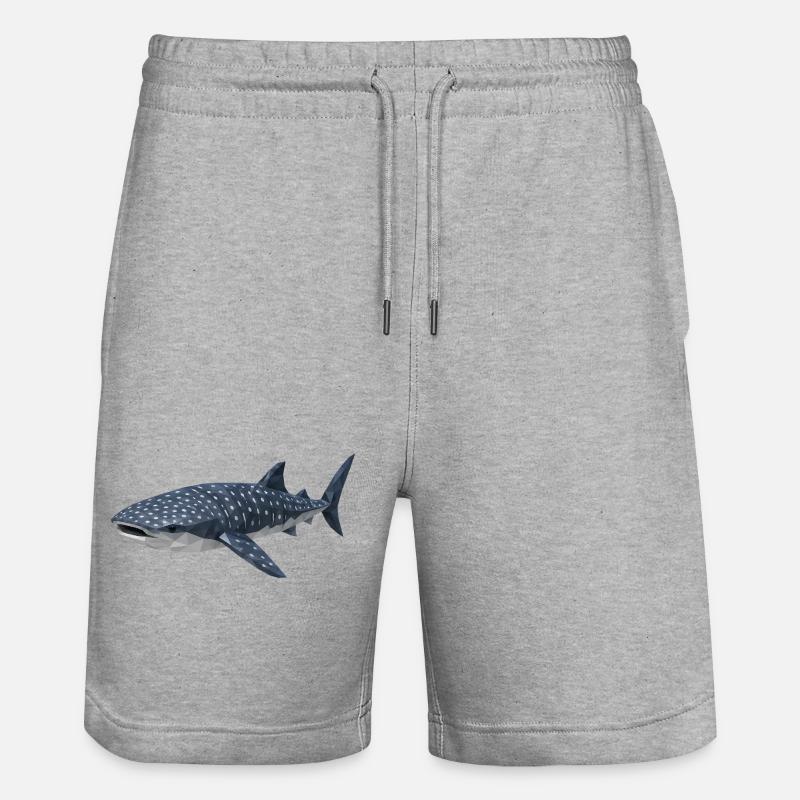 Polygonaler Walhai – Geometrische Kunst - Stanley/Stella Unisex Bio Joggingshorts Trainer  - Grau meliert