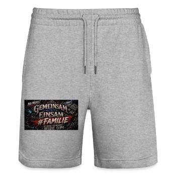 Gemeinsam statt Einsam #Familie - Stanley/Stella Unisex Bio Joggingshorts Trainer  - Grau meliert - Vorne - Nik (191cm) & Marisol (170cm)