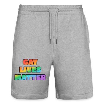 Pride Rainbow Typografische Aussage - Stanley/Stella Unisex Bio Joggingshorts Trainer  - Grau meliert - Vorne - Nik (191cm) & Marisol (170cm)