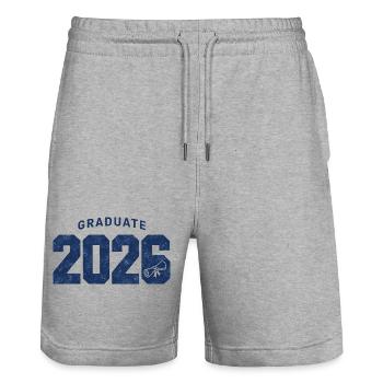 Graduate 2026 – Vintage Diploma Design - Stanley/Stella Trainer Unisex Organic Jogging Shorts - heather grey - Front - Nik (191cm) & Marisol (170cm)
