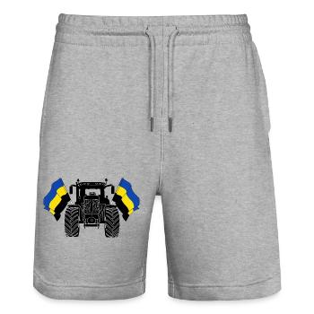 Gelderland_Tractor_Pride - Stanley/Stella Unisex Bio Joggingshorts Trainer  - Grau meliert - Vorne - Nik (191cm) & Marisol (170cm)
