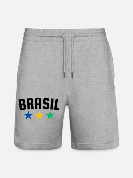 Brasilien 3 Sterne Design - Stanley/Stella Unisex Bio Joggingshorts Trainer  - Grau meliert