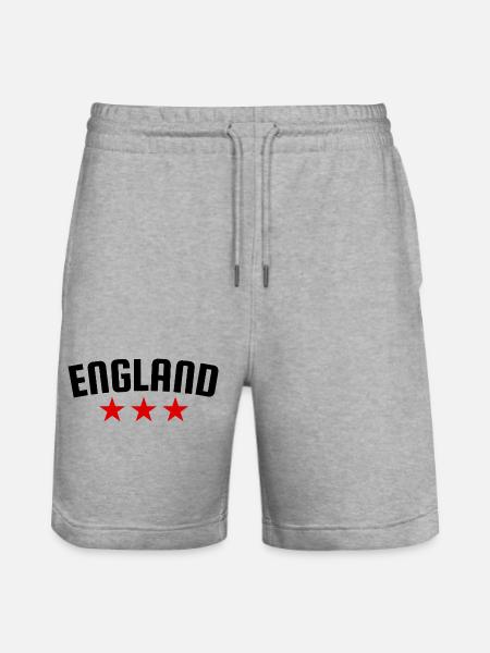 England 3 Sterne Design - Stanley/Stella Unisex Bio Joggingshorts Trainer  - Grau meliert