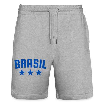 Brésil 3 étoiles Design Blue - Short de jogging bio TRAINER Stanley/Stella unisexe - gris chiné - Devant - Nik (191cm) & Marisol (170cm)