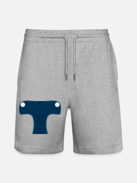 Mitternachtsblauer stilisierter Hammerhai-Kopf - Stanley/Stella Unisex Bio Joggingshorts Trainer - Grau meliert