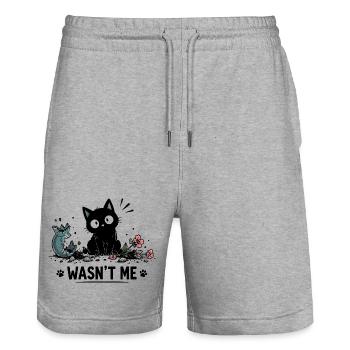  Wasn't Me Lustige Schwarze Katze Mit Kaputter - Stanley/Stella Unisex Bio Joggingshorts Trainer  - Grau meliert - Vorne - Nik (191cm) & Marisol (170cm)