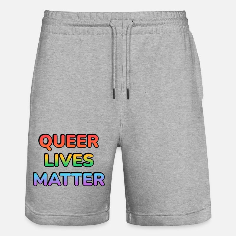 Queer Lives Matter Rainbow - Stanley/Stella Trainer Unisex Organic Jogging Shorts - heather grey
