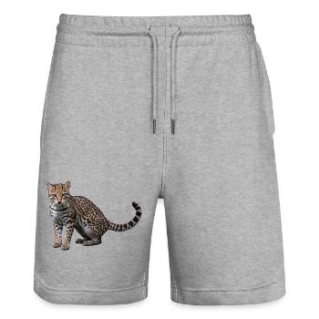 Künstlerischer Leopard - Stanley/Stella Unisex Bio Joggingshorts Trainer  - Grau meliert - Vorne - Nik (191cm) & Marisol (170cm)