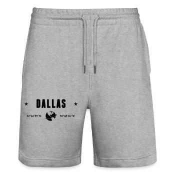 Dallas, Texas Koordinaten Planet Erde - Stanley/Stella Unisex Bio Joggingshorts Trainer  - Grau meliert - Vorne - Nik (191cm) & Marisol (170cm)