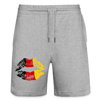  Kussmund Lippenstift Deutschland Farben Fanshirt - Stanley/Stella Unisex Bio Joggingshorts Trainer  - Grau meliert - Vorne - Nik (191cm) & Marisol (170cm)