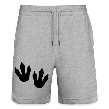 Empreintes de dinosaures - Short de jogging bio TRAINER Stanley/Stella unisexe - gris chiné - Devant - Nik (191cm) & Marisol (170cm)