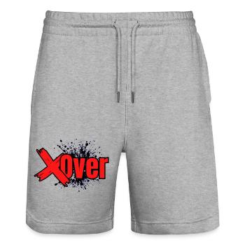 Xover Fusion Red - Stanley/Stella Trainer Unisex Organic Jogging Shorts - heather grey - Front - Nik (191cm) & Marisol (170cm)