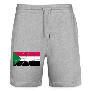 Sudan als Flagge - Stanley/Stella Unisex Bio Joggingshorts Trainer  - Grau meliert - Vorne - Nik (191cm) & Marisol (170cm)