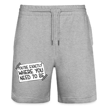 You're Exactly Where You Need To Be Inspiring - Stanley/Stella Trainer Unisex Organic Jogging Shorts - heather grey - Front - Nik (191cm) & Marisol (170cm)