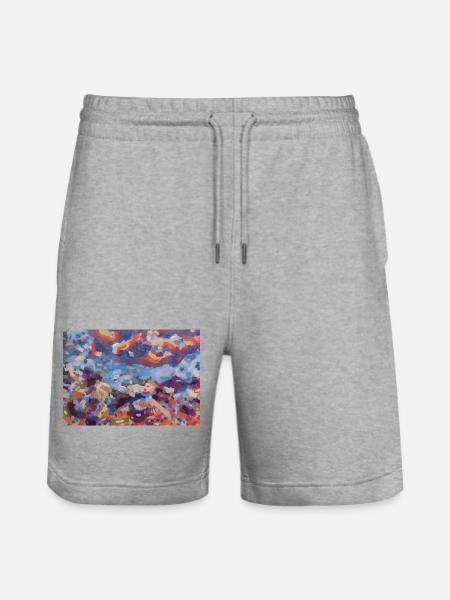 Bunte Mosaikabstraktion - Stanley/Stella Unisex Bio Joggingshorts Trainer - Grau meliert
