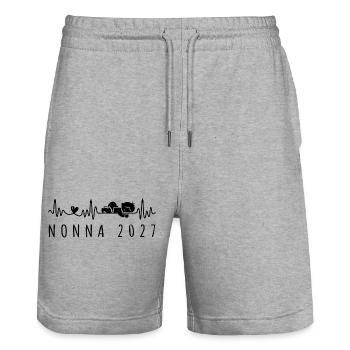 Futura Nonna 2027 Battito Cardiaco in Gravidanza - Stanley/Stella Unisex Bio Joggingshorts Trainer  - Grau meliert - Vorne - Nik (191cm) & Marisol (170cm)