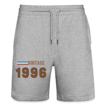 T-Shirt 30 Ans 1996 Script Manuscrit - Short de jogging bio TRAINER Stanley/Stella unisexe - gris chiné - Devant - Nik (191cm) & Marisol (170cm)