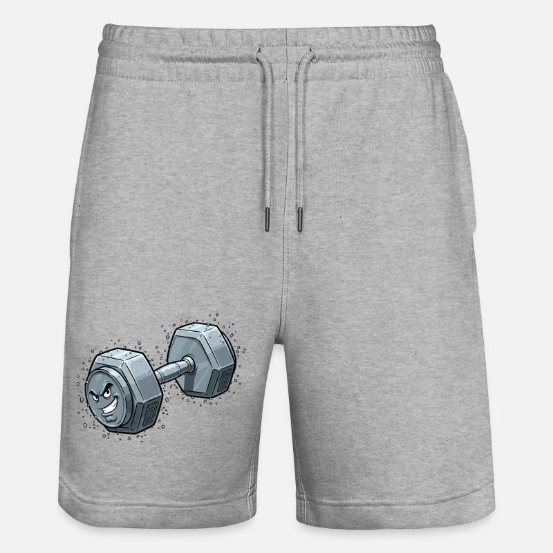 Dessin animé d’haltères en colère - Short de jogging bio TRAINER Stanley/Stella unisexe - gris chiné