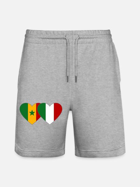 Senegal_Italien_Flagge_Herz - Stanley/Stella Trainer Unisex Organic Jogging Shorts - heather grey