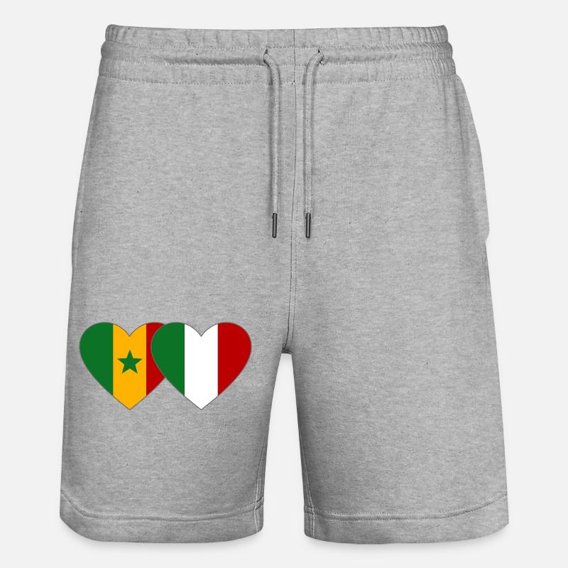 Senegal_Italien_Flagge_Herz - Short de jogging bio TRAINER Stanley/Stella unisexe - gris chiné