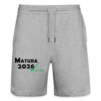 Matura 2026 Terminé - Short de jogging bio TRAINER Stanley/Stella unisexe - gris chiné - Devant - Nik (191cm) & Marisol (170cm)