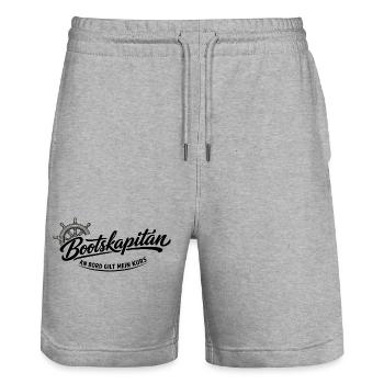 Maritimes Steuerrad Seefahrer Küsten liebe - Stanley/Stella Unisex Bio Joggingshorts Trainer  - Grau meliert - Vorne - Nik (191cm) & Marisol (170cm)
