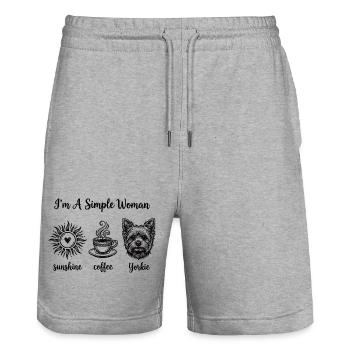 Einfache Yorkie-Liebhaberinnen - Stanley/Stella Unisex Bio Joggingshorts Trainer  - Grau meliert - Vorne - Nik (191cm) & Marisol (170cm)