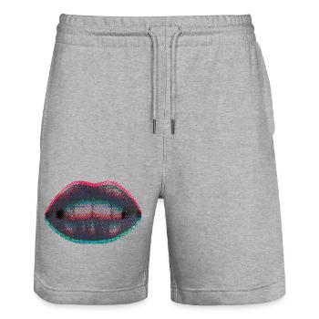 Dotted neon lips - Stanley/Stella Trainer Unisex Organic Jogging Shorts - heather grey - Front - Nik (191cm) & Marisol (170cm)