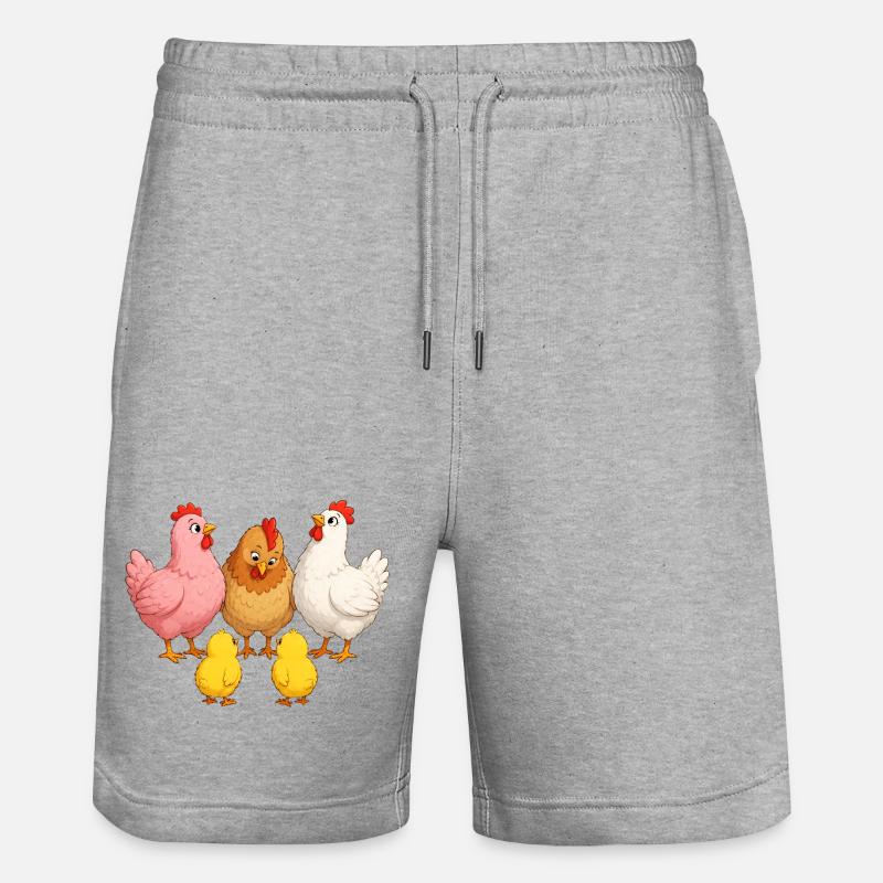 Poules avec poussins - Short de jogging bio TRAINER Stanley/Stella unisexe - gris chiné