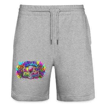 Nur ein Glas – bunte Weinkunst - Stanley/Stella Unisex Bio Joggingshorts Trainer  - Grau meliert - Vorne - Nik (191cm) & Marisol (170cm)
