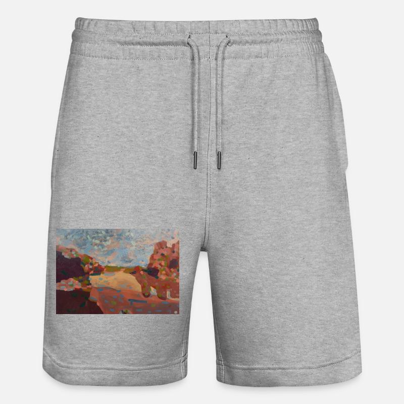 Paysage pastel mosaïque - Short de jogging bio TRAINER Stanley/Stella unisexe - gris chiné