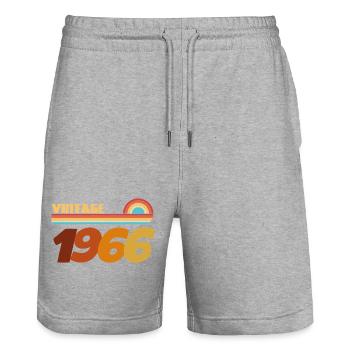 T-Shirt 60 Ans 1966 Rock Style - Short de jogging bio TRAINER Stanley/Stella unisexe - gris chiné - Devant - Nik (191cm) & Marisol (170cm)