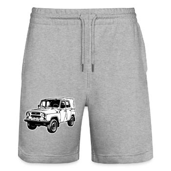 UAZ Off-Road Vehicle (2-color) - Stanley/Stella Trainer Unisex Organic Jogging Shorts - heather grey - Front - Nik (191cm) & Marisol (170cm)