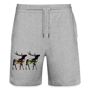 Deer - Stanley/Stella Trainer Unisex Organic Jogging Shorts - heather grey - Front - Nik (191cm) & Marisol (170cm)