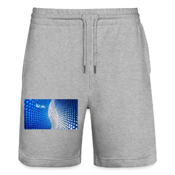 Cobalt Bubblewave Abstract - Stanley/Stella Unisex Bio Joggingshorts Trainer  - Grau meliert - Vorne - Nik (191cm) & Marisol (170cm)