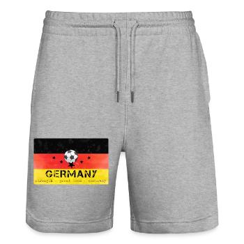 Germany Professional Football Team World Champion - Stanley/Stella Trainer Unisex Organic Jogging Shorts - heather grey - Front - Nik (191cm) & Marisol (170cm)