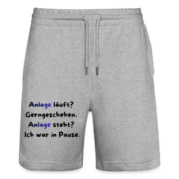 Instandhaltung T-Shirt Lustiges Geschenk Handwerk! - Stanley/Stella Unisex Bio Joggingshorts Trainer  - Grau meliert - Vorne - Nik (191cm) & Marisol (170cm)