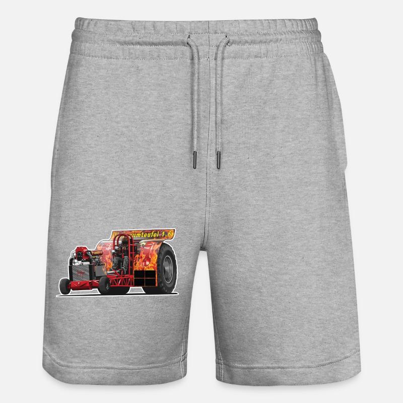 Tractor Pulling // Illustration - Stanley/Stella Unisex Bio Joggingshorts Trainer - Grau meliert