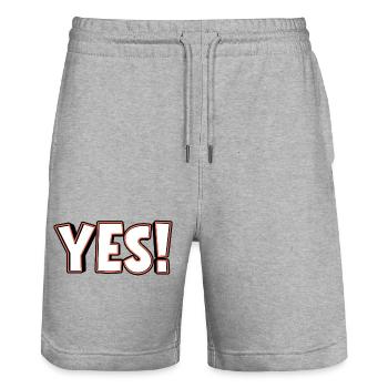 YES! Großer Outline-Schriftzug - Short de jogging bio TRAINER Stanley/Stella unisexe - gris chiné - Devant - Nik (191cm) & Marisol (170cm)