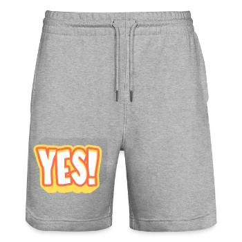 Yes! Knalliges Pop-Yes Design - Short de jogging bio TRAINER Stanley/Stella unisexe - gris chiné - Devant - Nik (191cm) & Marisol (170cm)