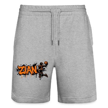 Zian Graffiti Dunk Orange - Stanley/Stella Unisex Bio Joggingshorts Trainer  - Grau meliert - Vorne - Nik (191cm) & Marisol (170cm)