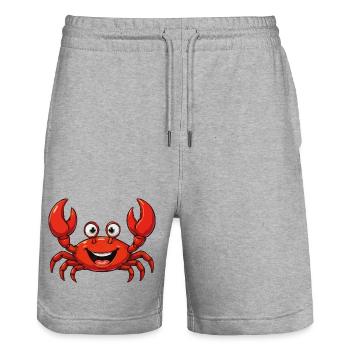 Cheerful Red Crab Cartoon - Stanley/Stella Trainer Unisex Organic Jogging Shorts - heather grey - Front - Nik (191cm) & Marisol (170cm)