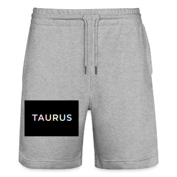 Taurus Gradient Typography - Stanley/Stella Trainer Unisex Organic Jogging Shorts - heather grey - Front - Nik (191cm) & Marisol (170cm)